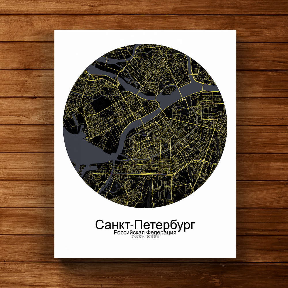 Mapospheres Saint Petersburg Night Design round shape design canvas city map