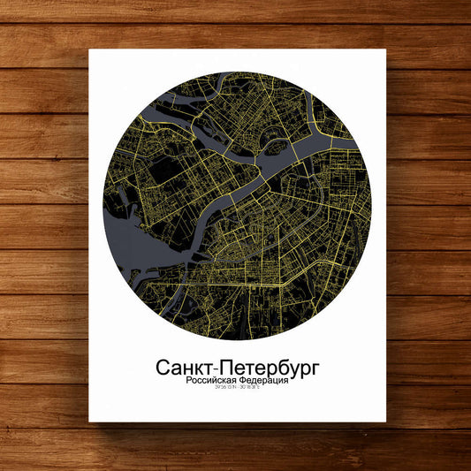 Mapospheres Saint Petersburg Night Design round shape design canvas city map