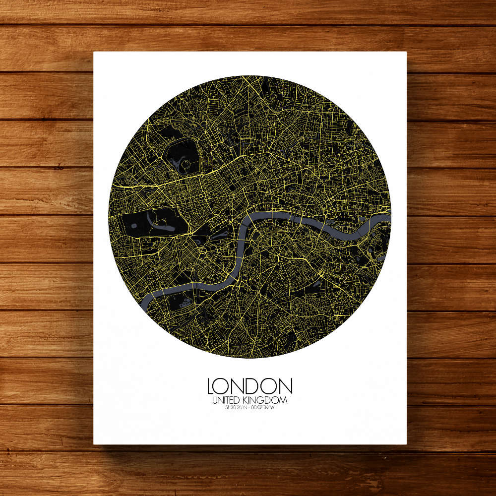 Night round shape design canvas city map