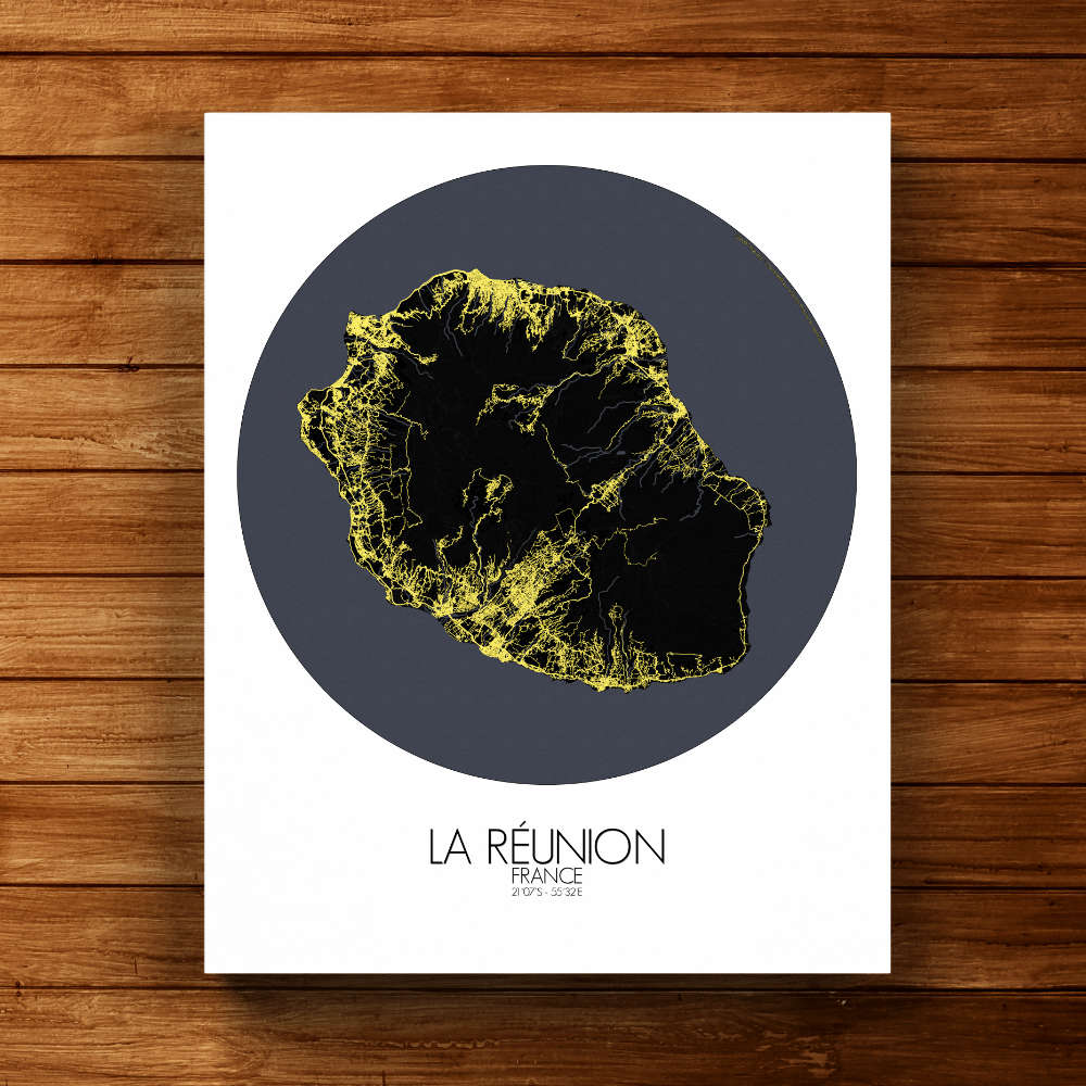 Mapospheres La Reunion Night round shape design canvas city map