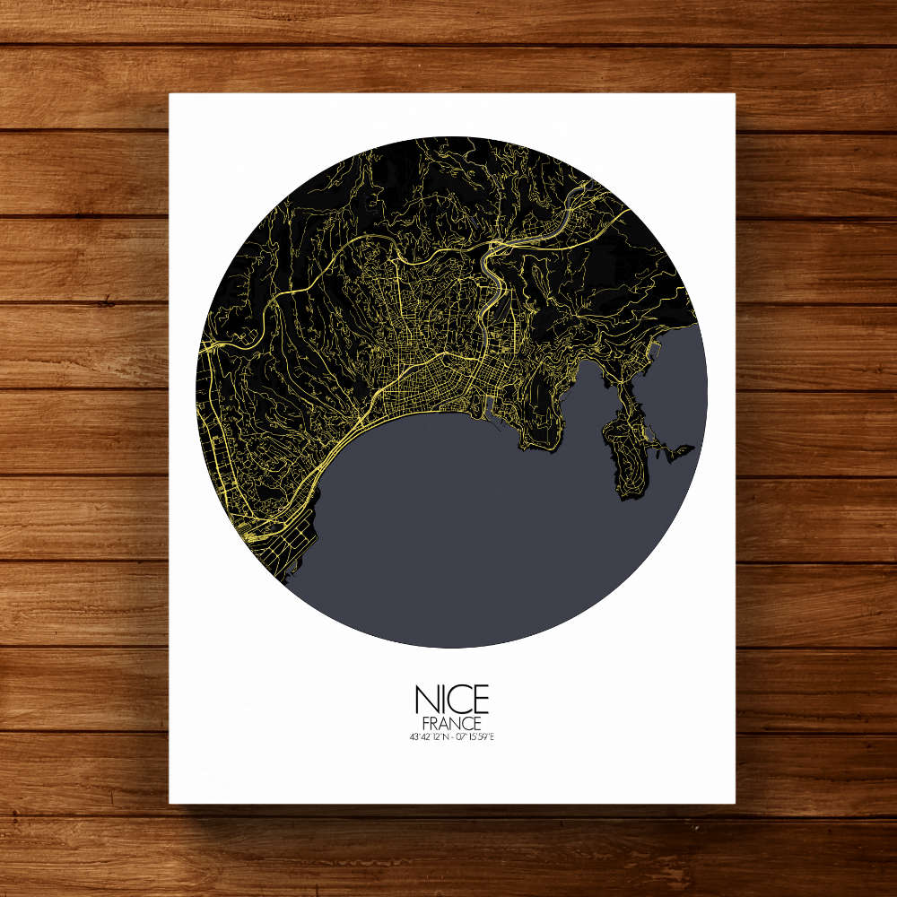 Mapospheres Nice Night round shape design canvas city map