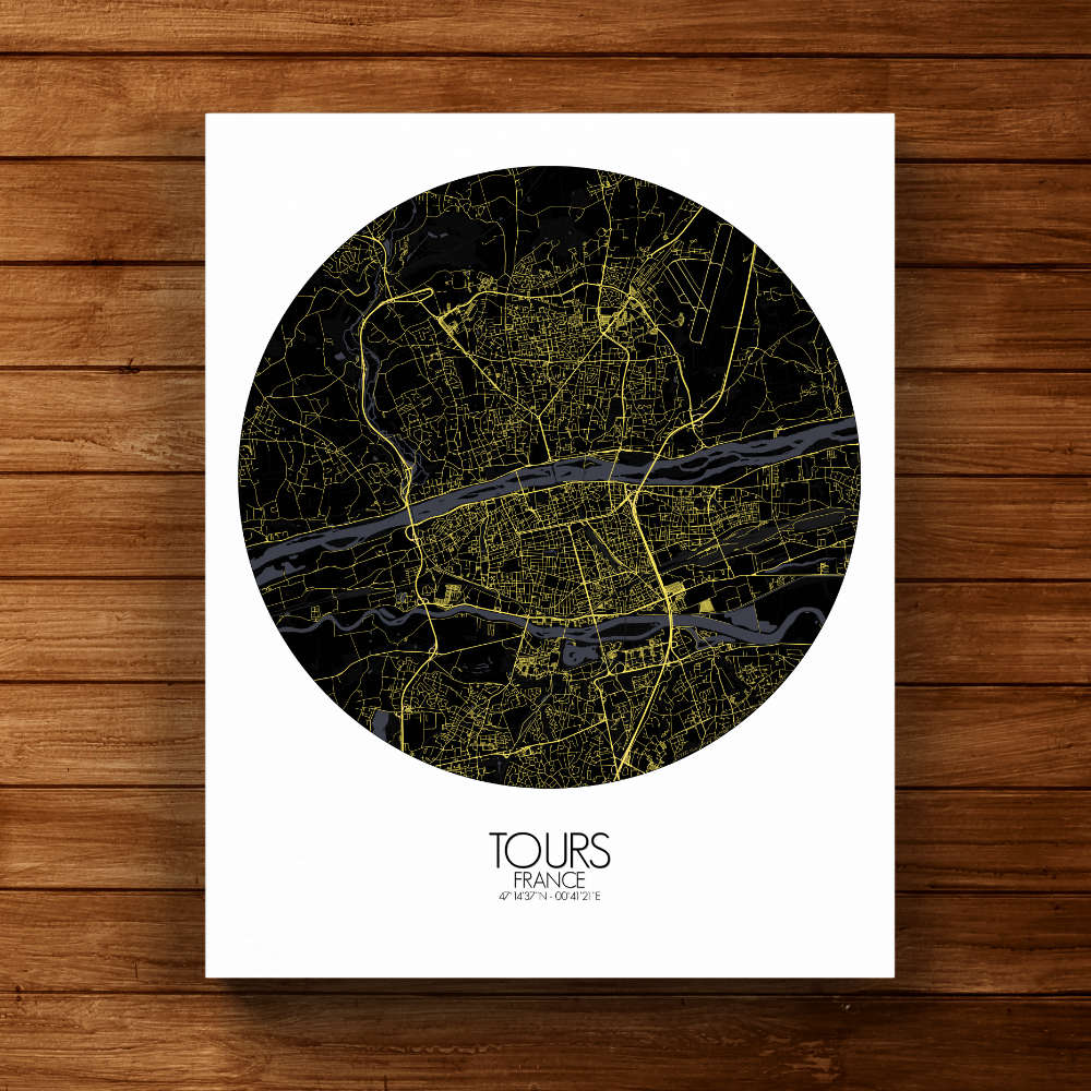 Mapospheres Tours Night round shape design canvas city map