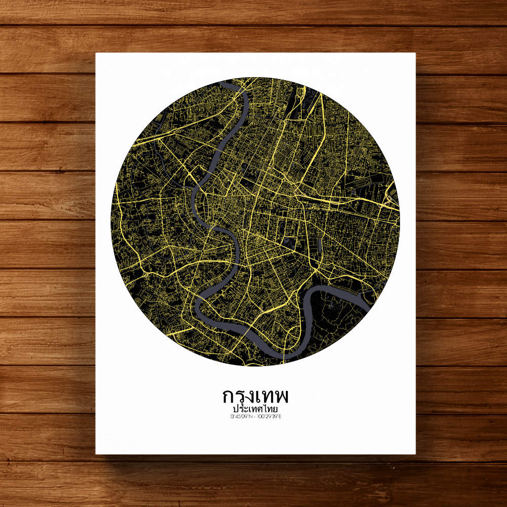 Mapospheres Bangkok Night round shape design canvas city map