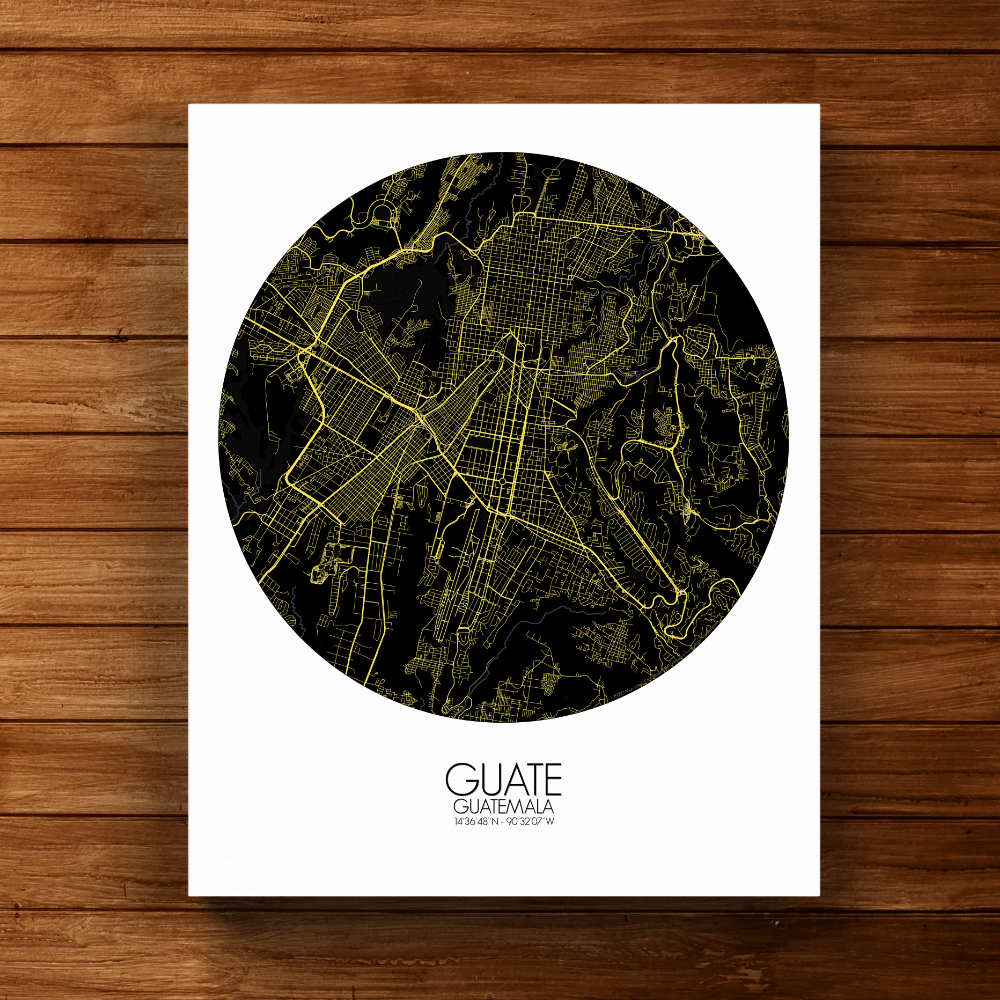 Mapospheres Guatemala Night round shape design canvas city map