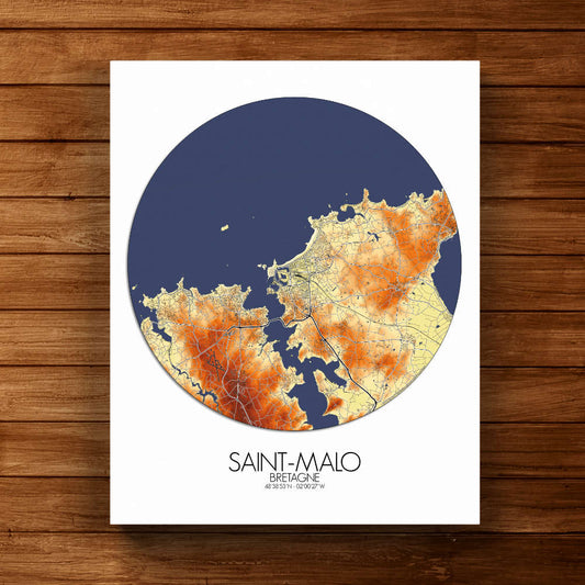 Mapospheres Saint Malo Elevation Map full page design canvas city map