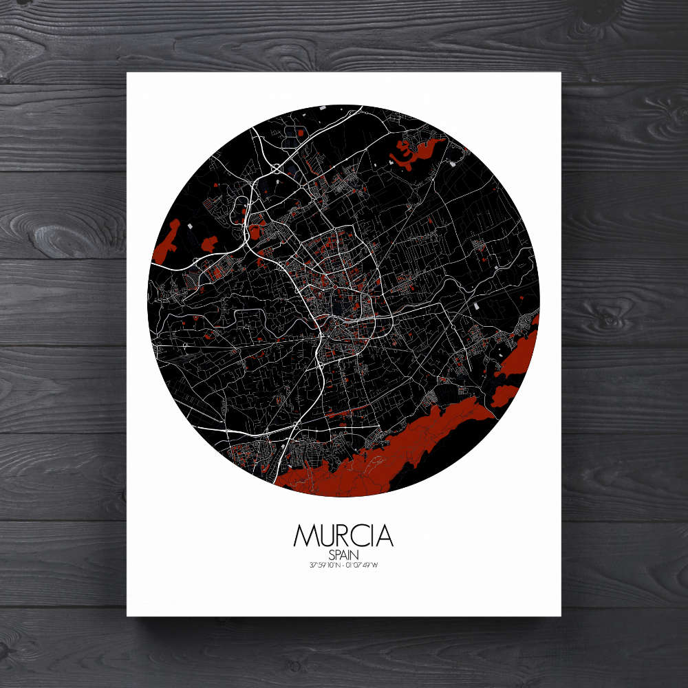 Mapospheres Murcia Night round shape design canvas city map