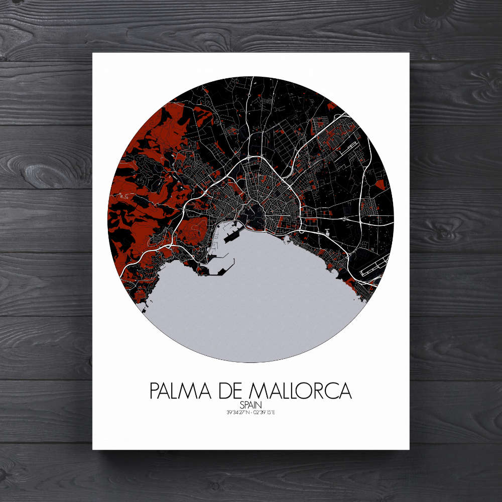 Mapospheres Palma Night round shape design canvas city map