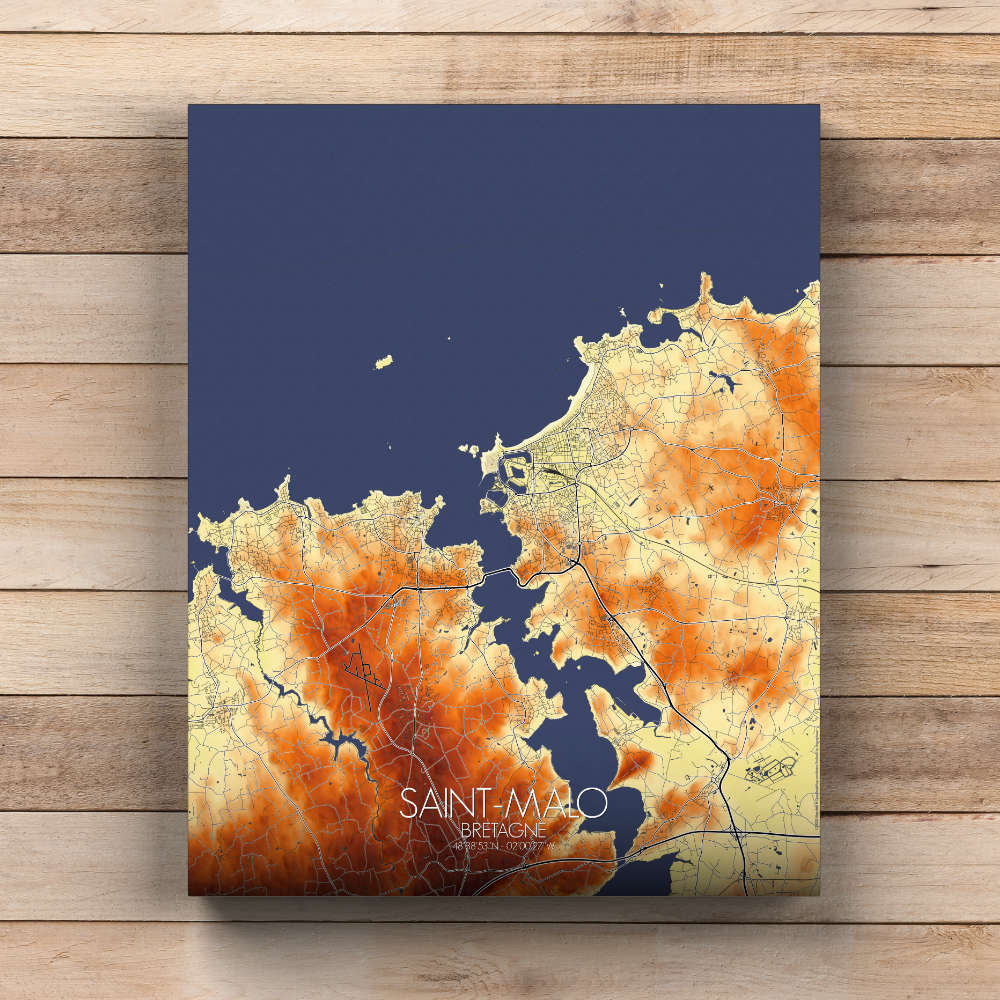 Mapospheres Saint Malo Elevation Map round shape design canvas city map