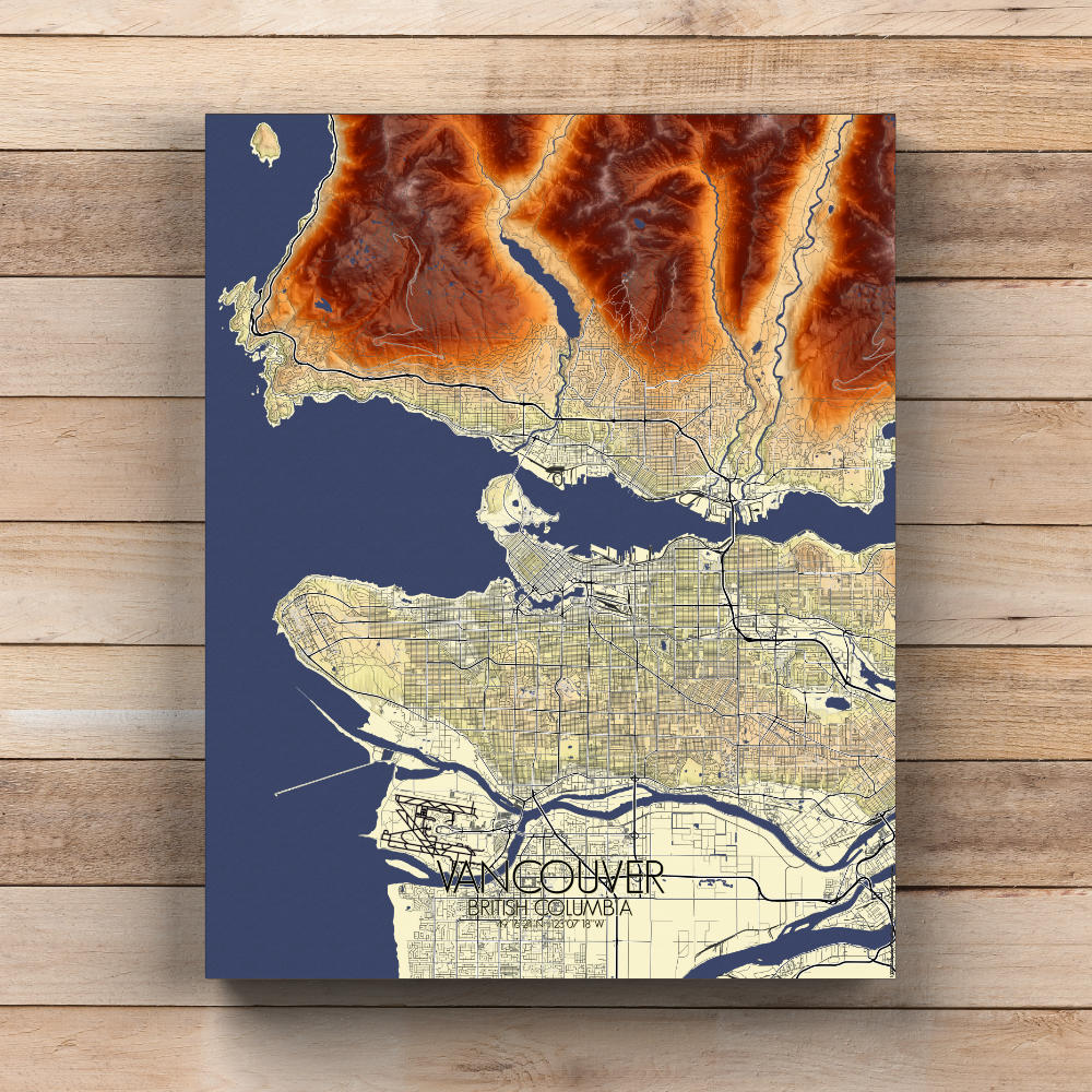Mapospheres Vancouver full page design canvas elevation map