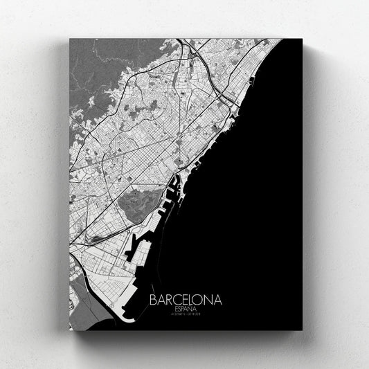 Mapospheres Barcelona Black and White full page design canvas city map