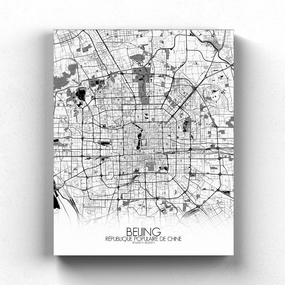 Mapospheres Beijing Black and White full page design canvas city map