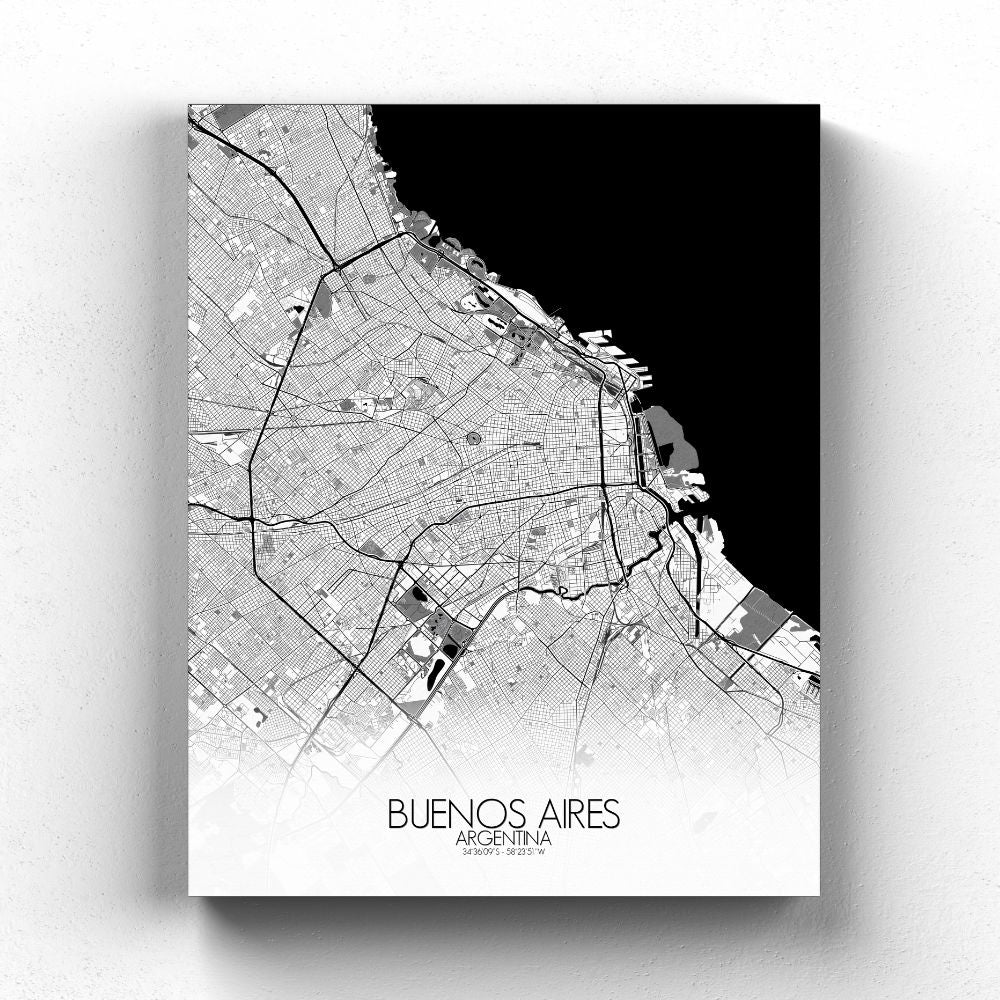 Mapospheres Buenos Aires Black and White full page design canvas city map