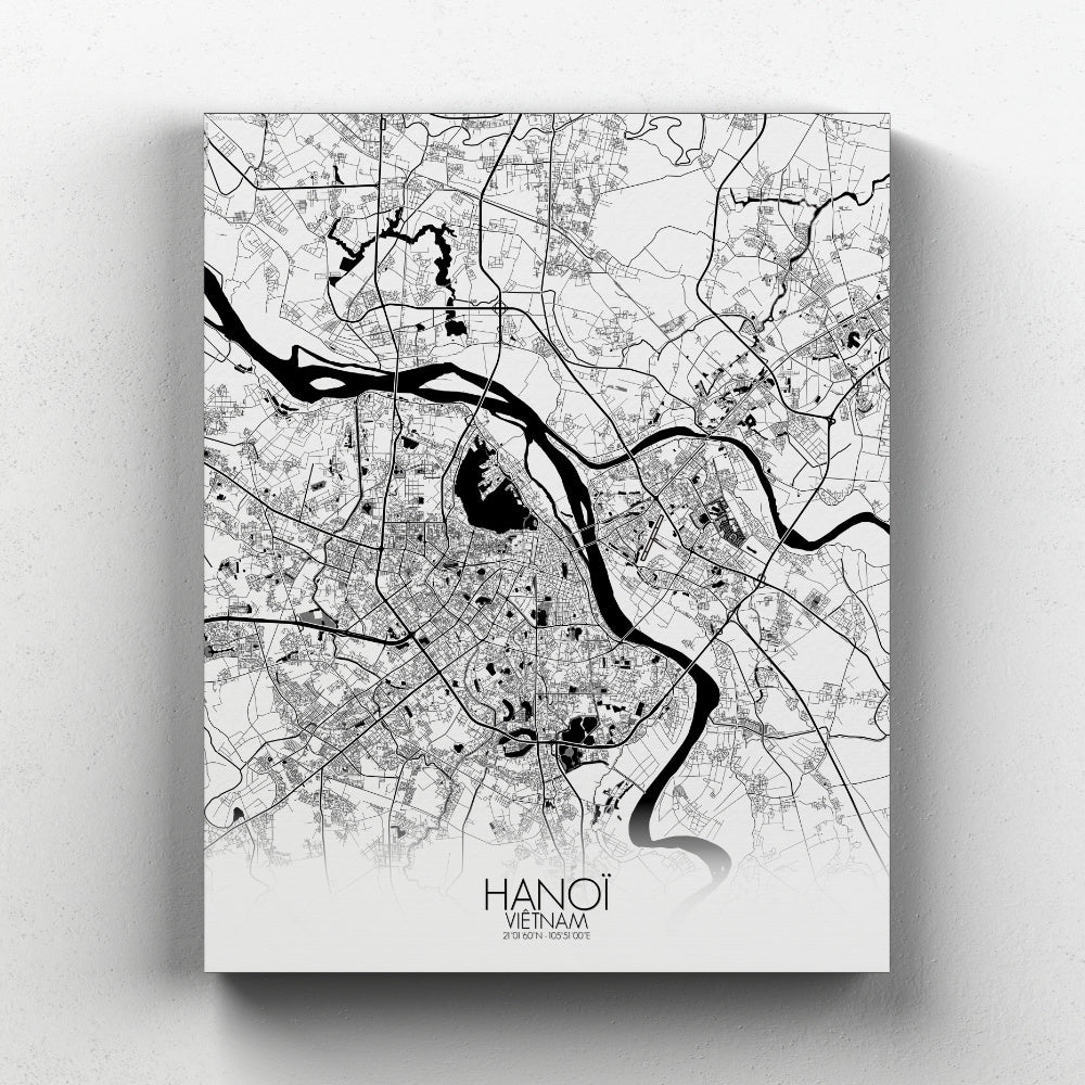 Mapospheres Hanoi Black and White full page design canvas city map