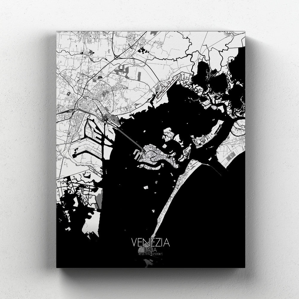 Mapospheres Venice Black and White full page design canvas city map
