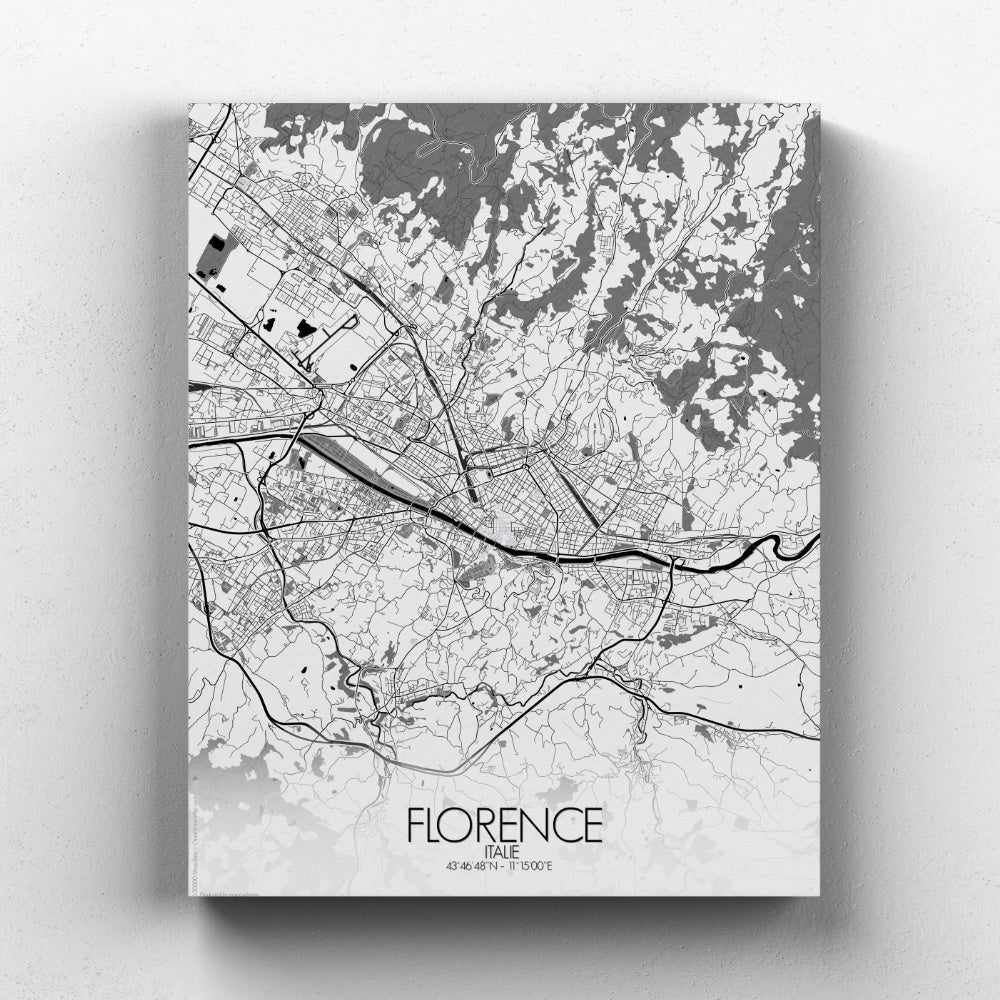 Mapospheres Florence Black and White full page design canvas city map