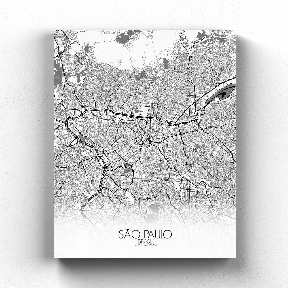 Mapospheres Sao Paulo Black and White full page design canvas city map