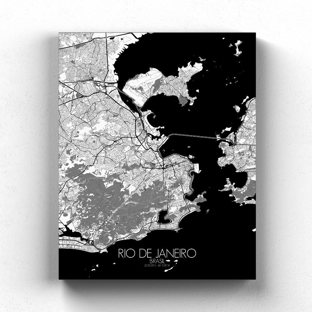Mapospheres Rio de Janeiro Black and White full page design canvas city map