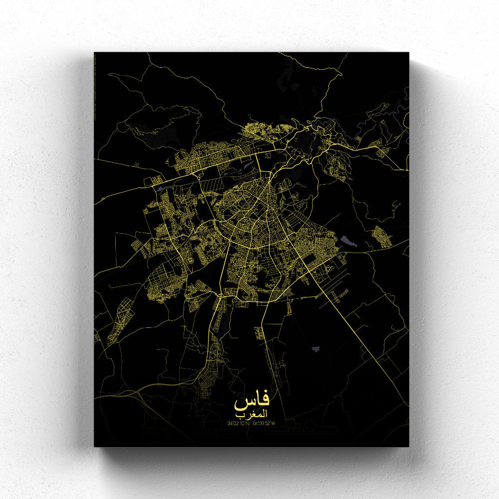 Mapospheres fez Night full page design canvas city map