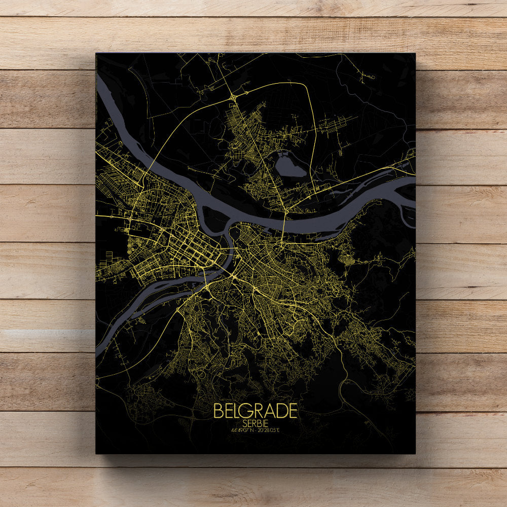 Mapospheres Belgrade Night full page design canvas city map