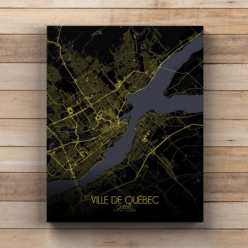 Mapospheres Quebec Night full page design canvas city map