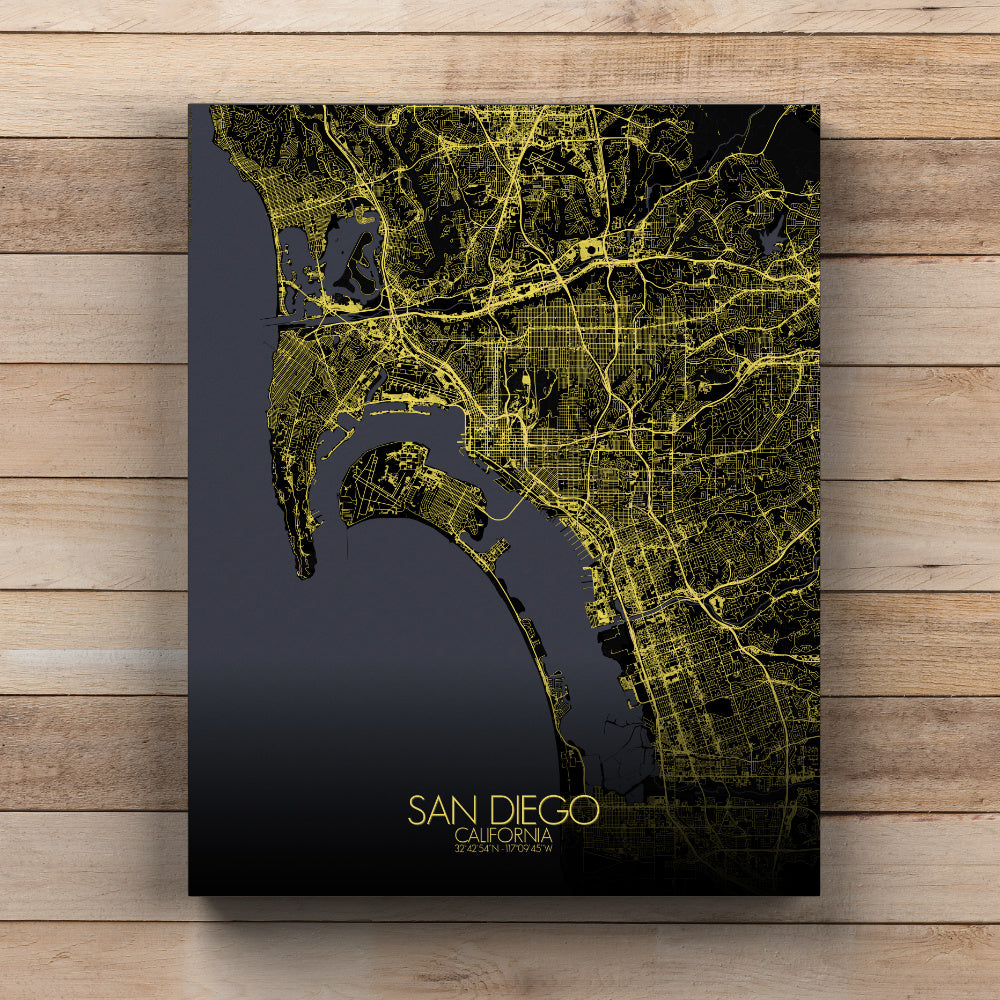 Mapospheres San Diego Night full page design canvas city map