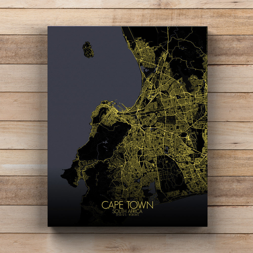 Mapospheres Cape Town Night full page design canvas city map