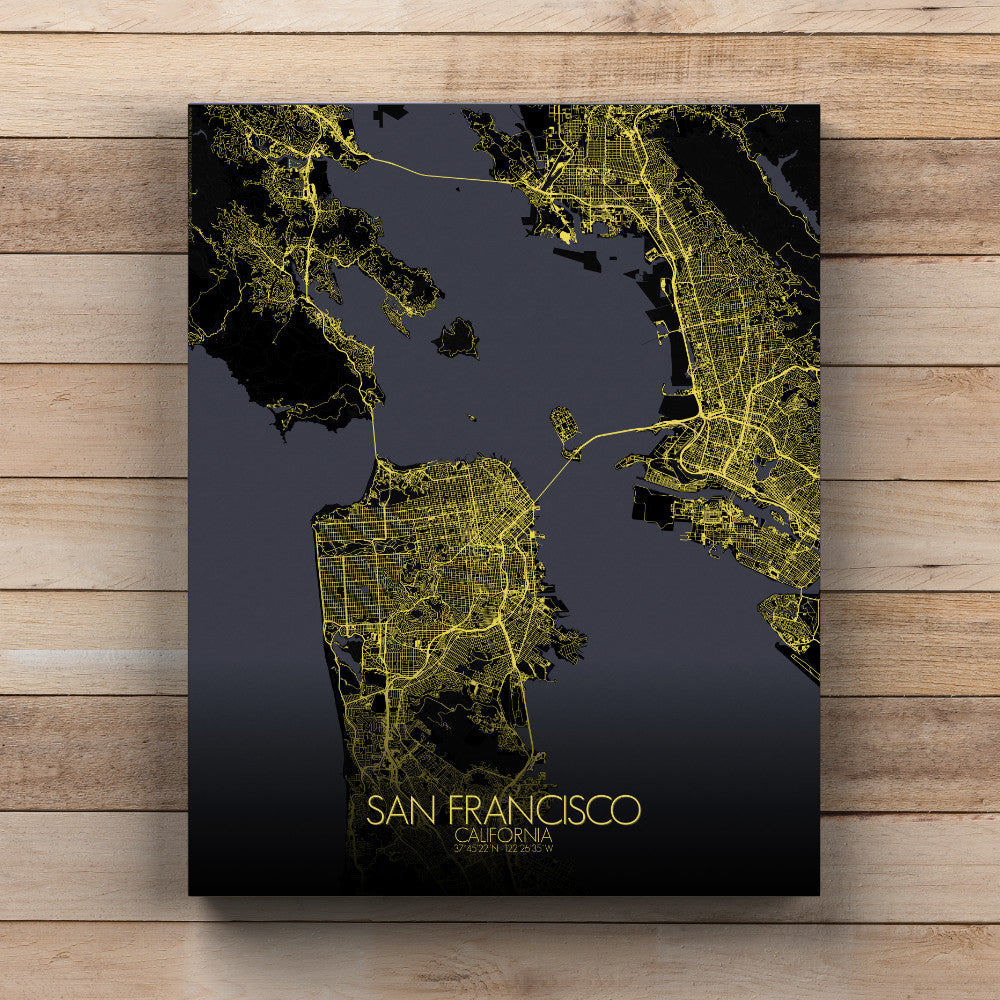Mapospheres San Francisco Night full page design canvas city map