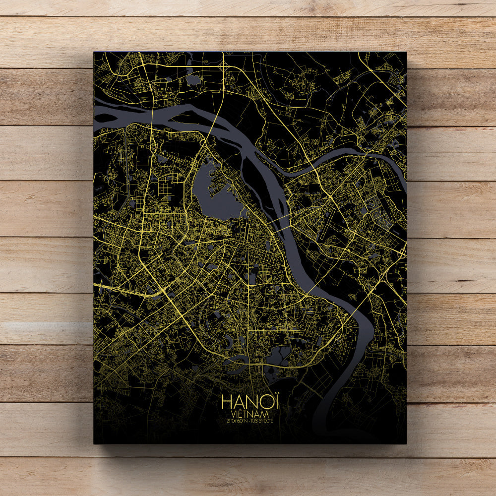 Mapospheres Hanoi Night full page design canvas city map