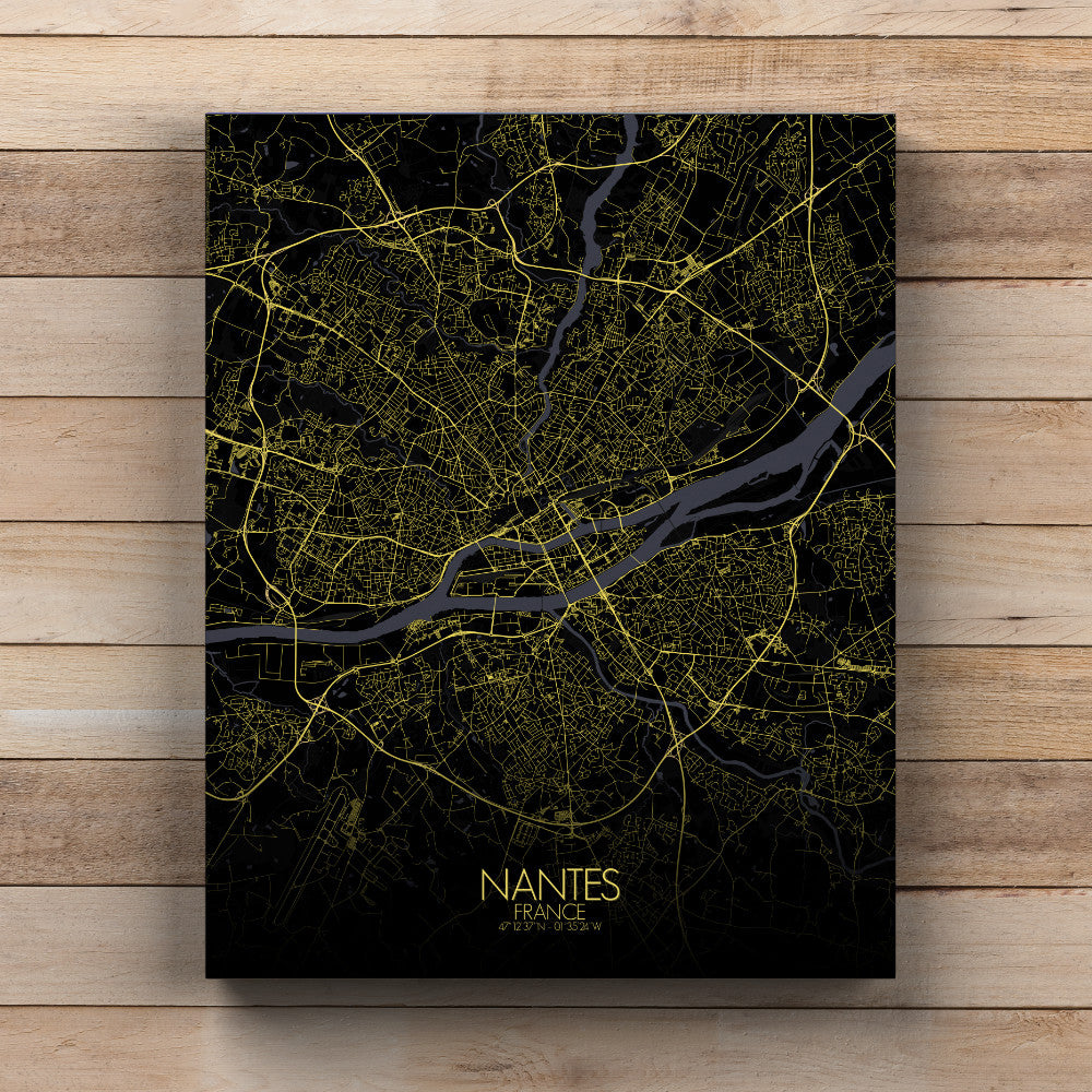 Mapospheres Nantes Night full page design canvas city map