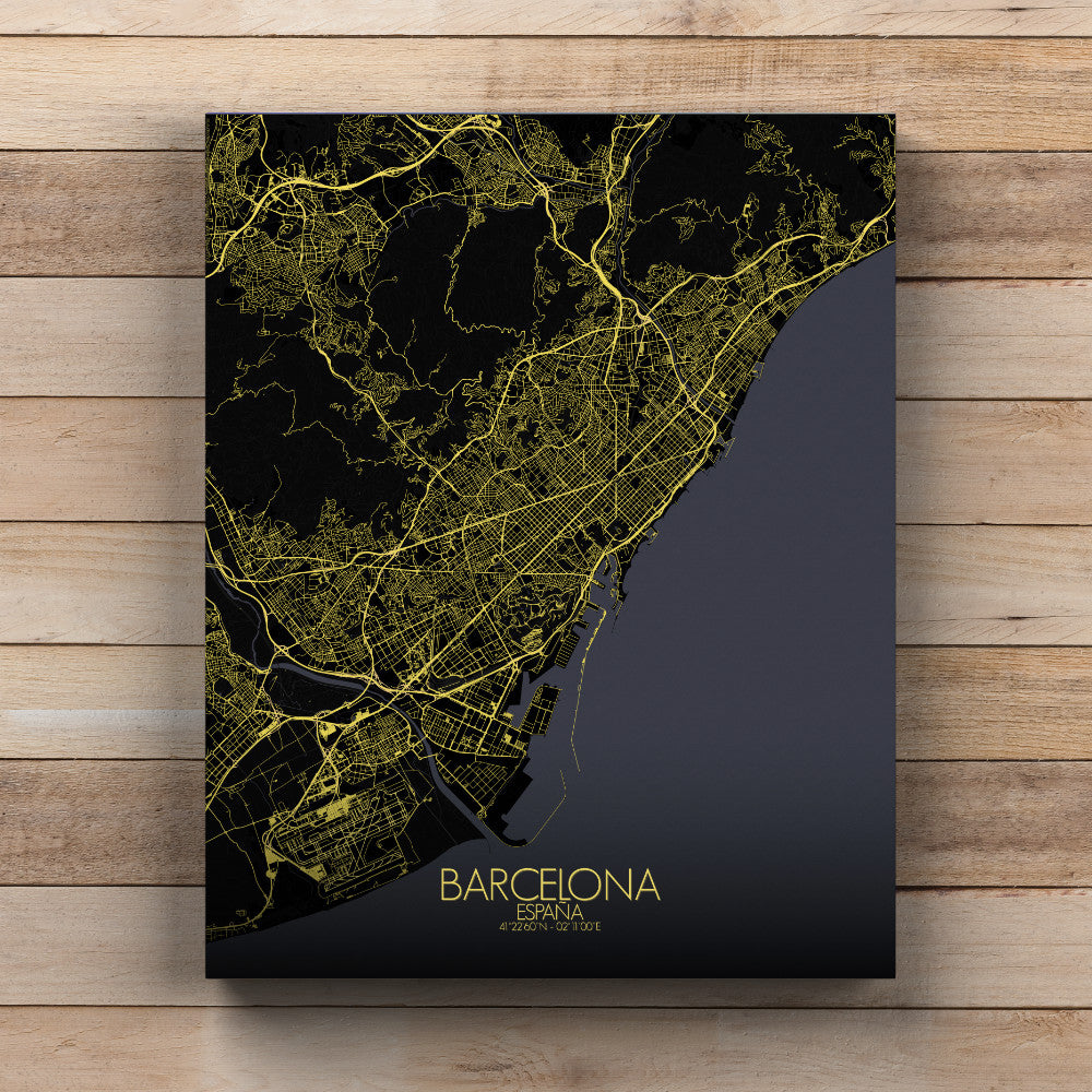 Mapospheres Barcelona Night Design full page design canvas city map