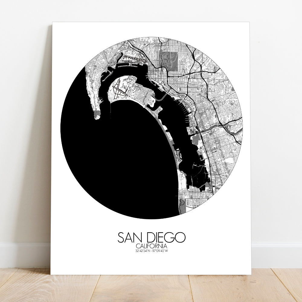 San Diego| California Art Custom City Large – print Wall Poster | Map