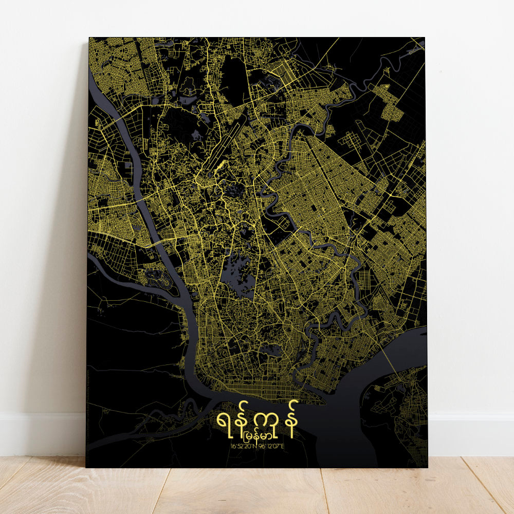 Mapospheres yangon Night full page design canvas city map