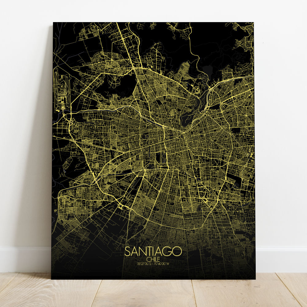 Mapospheres Santiago Night full page design canvas city map