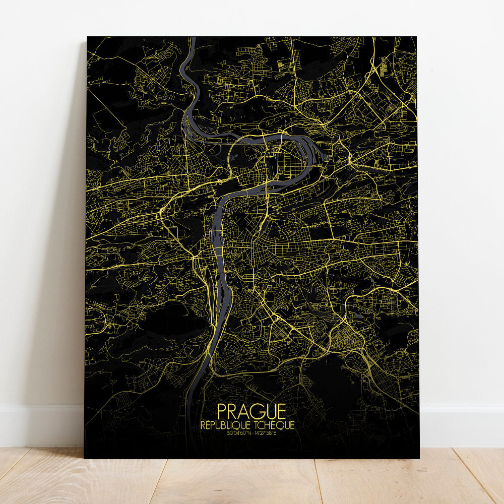 Mapospheres prague Night full page design canvas city map