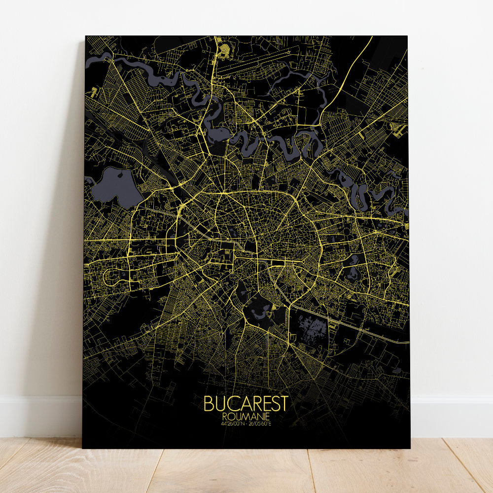 Mapospheres bucharest Night full page design canvas city map