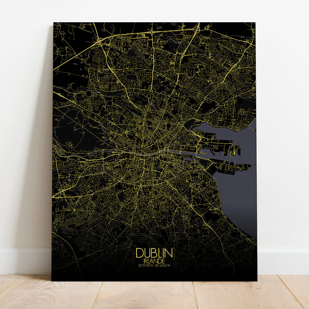 Mapospheres dublin Night full page design canvas city map