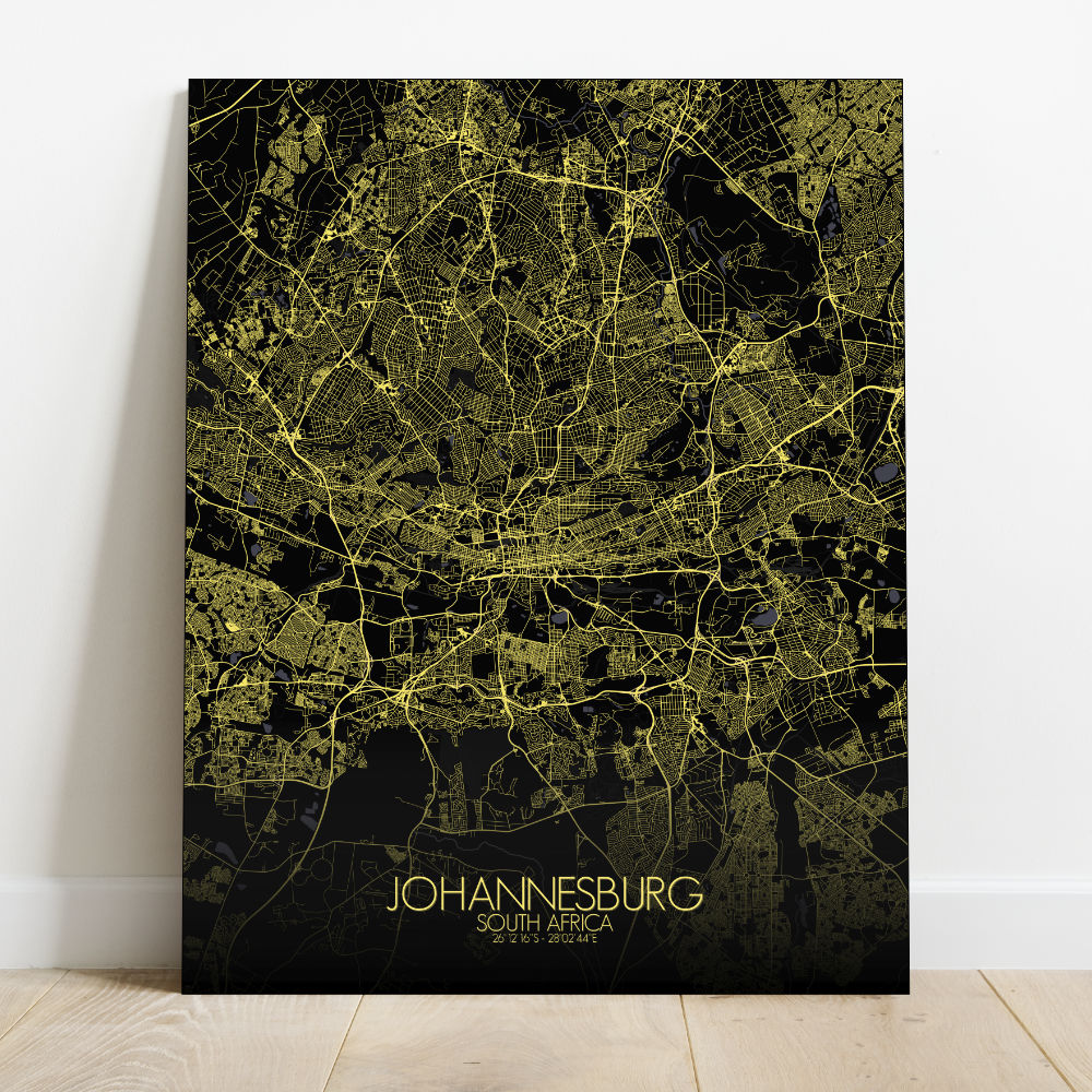 Mapospheres Johannesburg Night full page design canvas city map