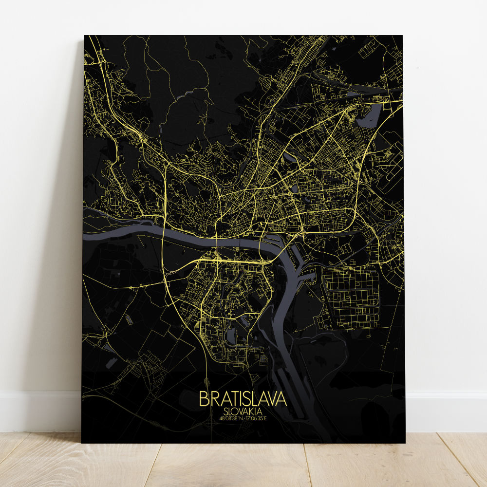 Mapospheres Bratislava Night full page design canvas city map