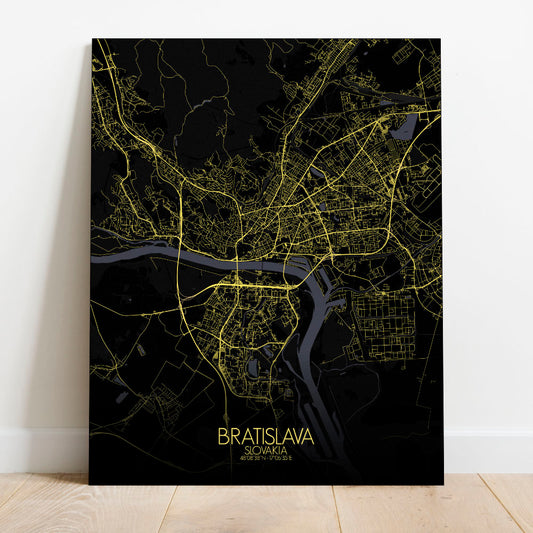Mapospheres Bratislava Night full page design canvas city map
