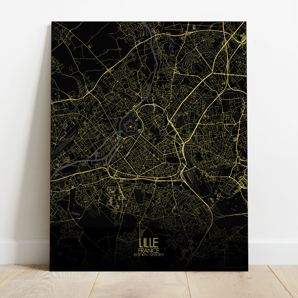 Mapospheres Lille Night full page design canvas city map