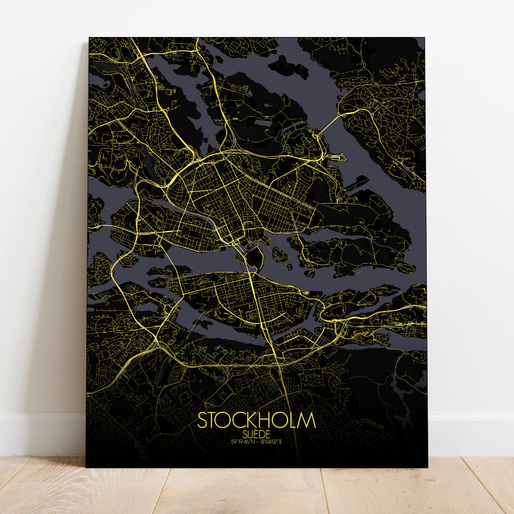 Mapospheres stockholm Night full page design canvas city map