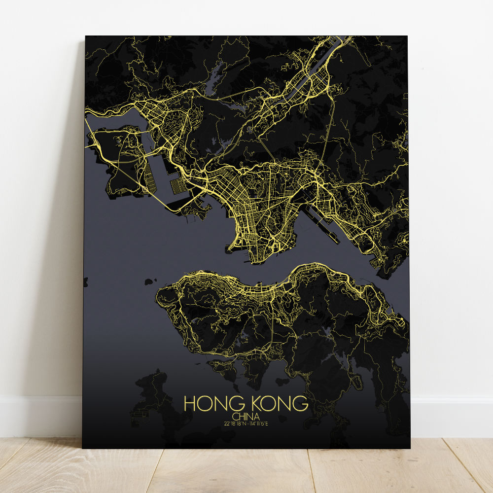 Mapospheres Hong Kong Night full page design canvas city map