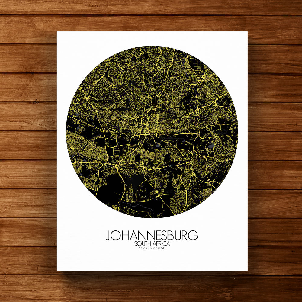 Mapospheres Johannesburg Night round shape design canvas city map