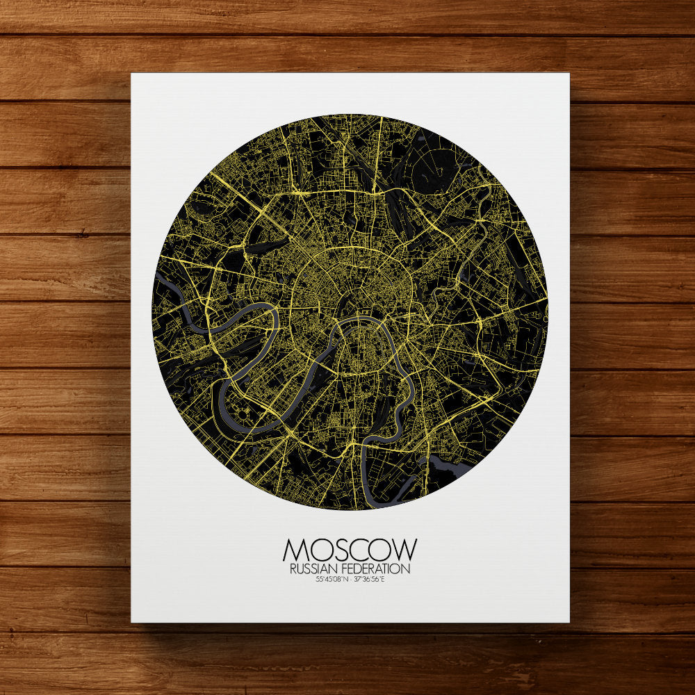 Mapospheres Moscow Night round shape design canvas city map