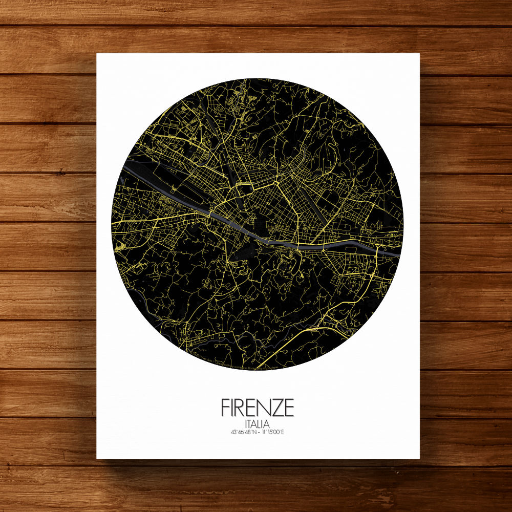 Mapospheres Florence Night round shape design canvas city map
