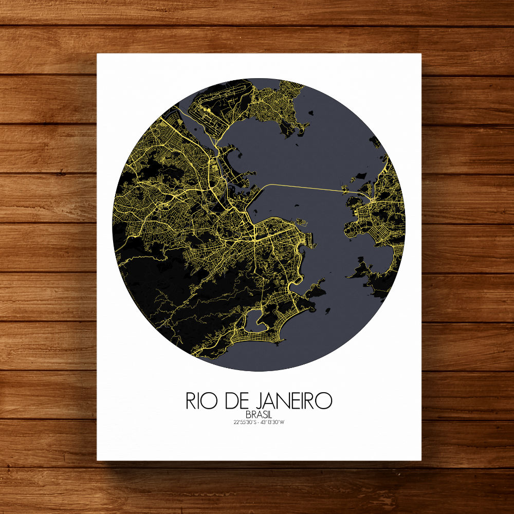 Mapospheres Rio de Janeiro Night round shape design canvas city map