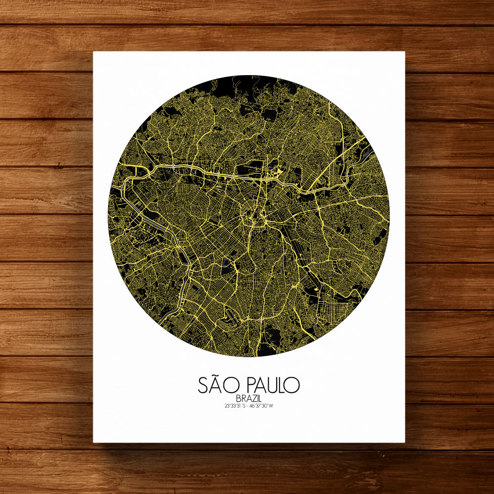 Mapospheres Sao Paulo Night round shape design canvas city map