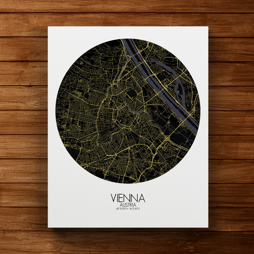 Mapospheres vienna Night round shape design canvas city map