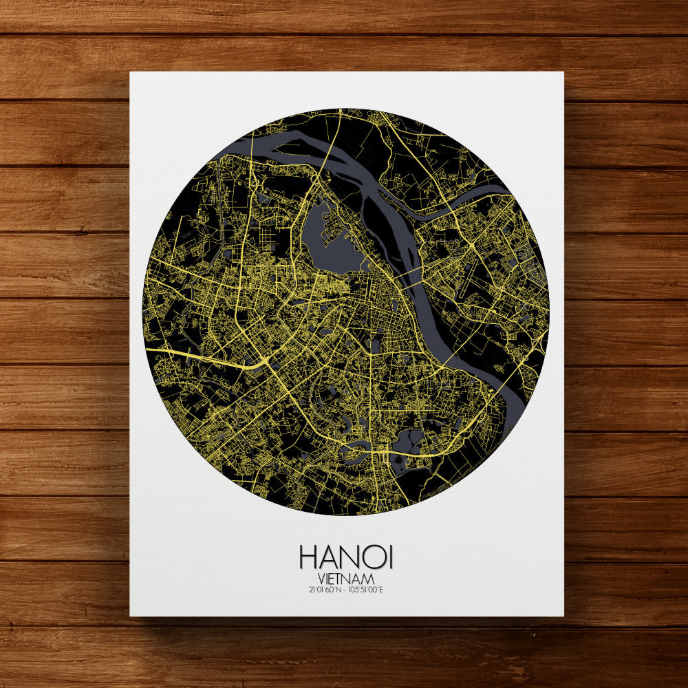Mapospheres Hanoi Night round shape design canvas city map