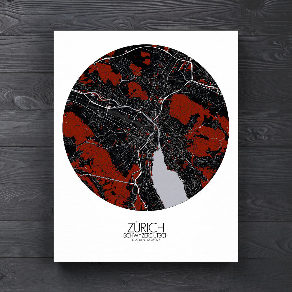 Zurich Switzerland City Large print Art Custom Map – Poster | Wall